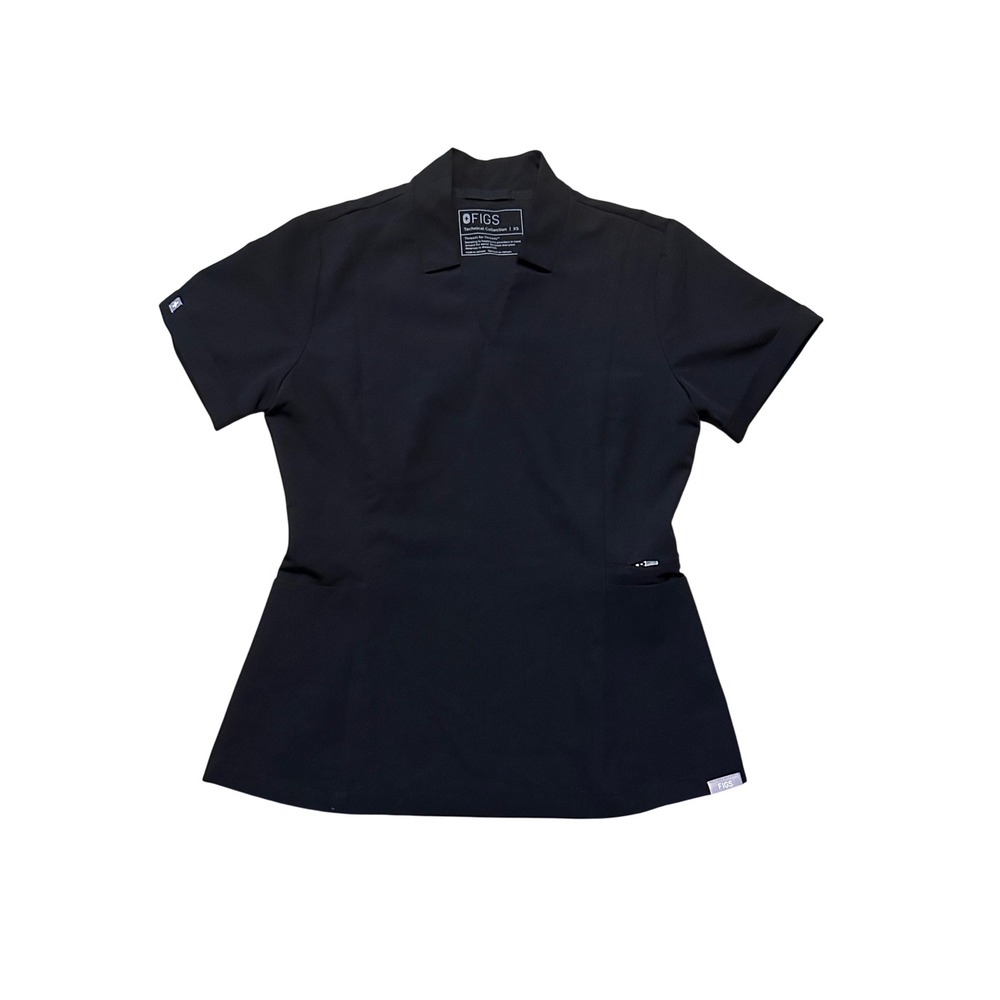 Figs Inala Slim Scrub Top BLACK XS